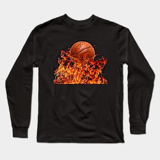 Basketball in flames Long Sleeve T-Shirt